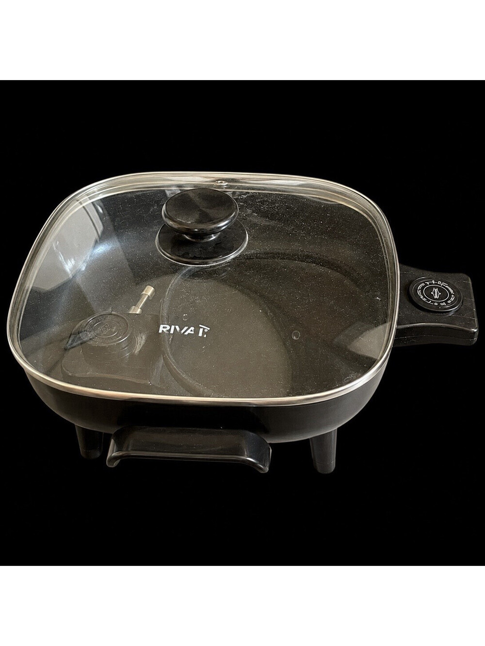 Rival Electric Skillet 1200W 4 qt Black Glass Lid Temp Control 7 Settings